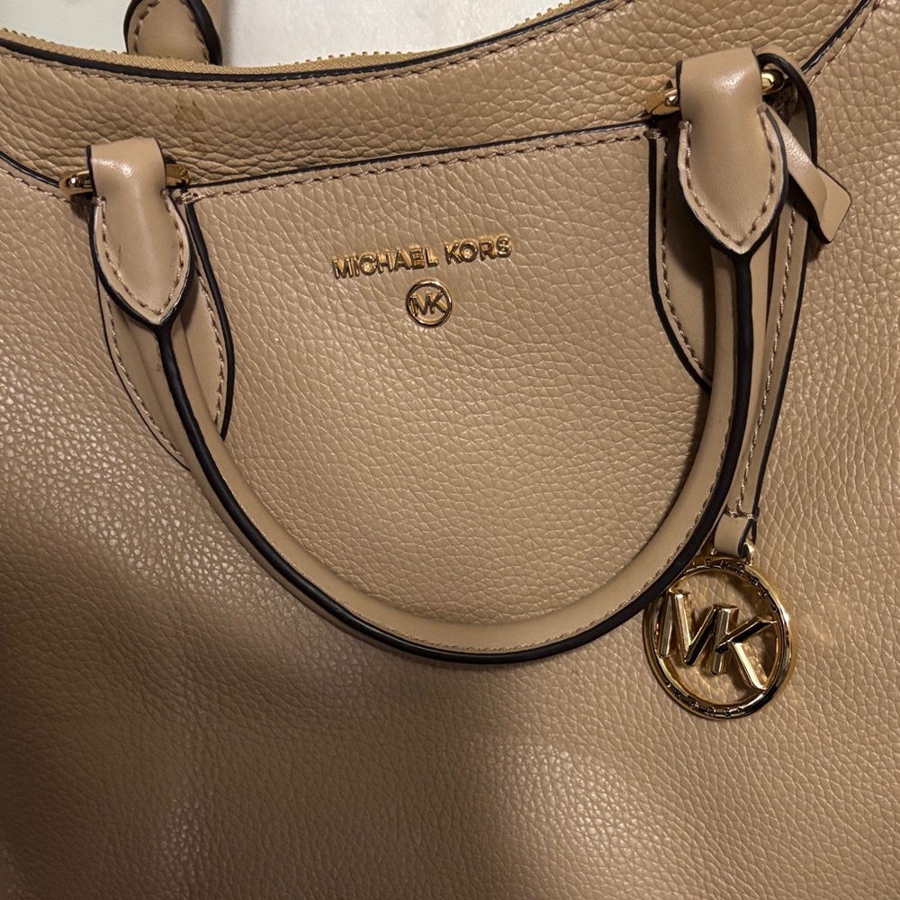 Michael Kors Tan Pebbled Leather Tote with Gold Hardware